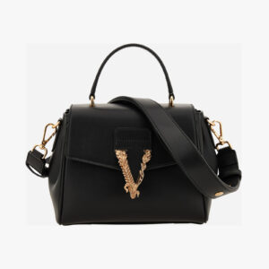 Top Handle In Calf Leather - Black-Versace Gold