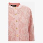 Knit Sweater In Barocco Leafy Viscose Blend Jacquard - Pink