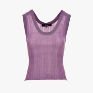 Knit Top In Rib Viscose - Dusty Lavender