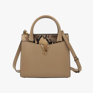 Top Handle In Calf Leather-Printed Python - Mouton-Rock-Versace Gold