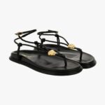 Sandal T.10 In Lamb Leather - Black-Versace Gold