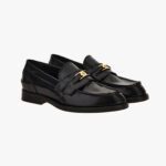 Loafer In Brushed Leather - Black-Versace Gold