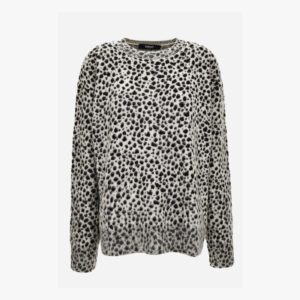 Knit Sweater In Responsible Wool And Mohair Dalmatian Jacquard - White-Black