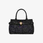 Tote In Jacquard Fabric-Calf Leather