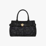 La Medusa Small Tote In Jacquard Fabric-Calf Leather