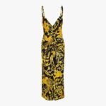 Dress In Jersey Barocco Palm Allover Print - Black-Gold