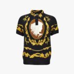 Knit Sweater In Medusa Cameo Printed Silk - Black-Gold