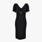 Dress In Techno Piquet Stretch Fabric-Poly Details - Black