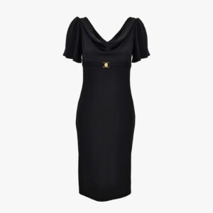 Dress In Techno Piquet Stretch Fabric-Poly Details - Black