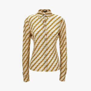 Formal Shirt In Oblique Gold Chain Stripes On Responsible Viscose Liquid Jersey Light - Bone-Gold
