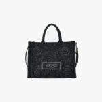Tote In Embroidery Jacquard Barocco-Calf Leather - Black-Black-Versace-Gold