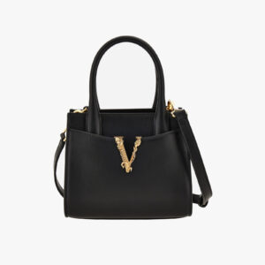 Top Handle In Calf Leather - Black-Versace Gold