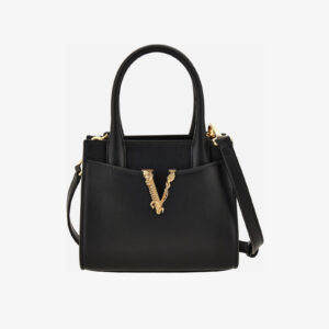 Top Handle In Calf Leather - Black-Versace Gold