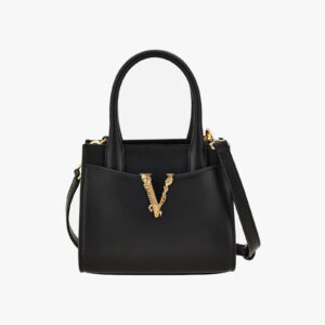 Top Handle In Calf Leather - Black-Versace Gold