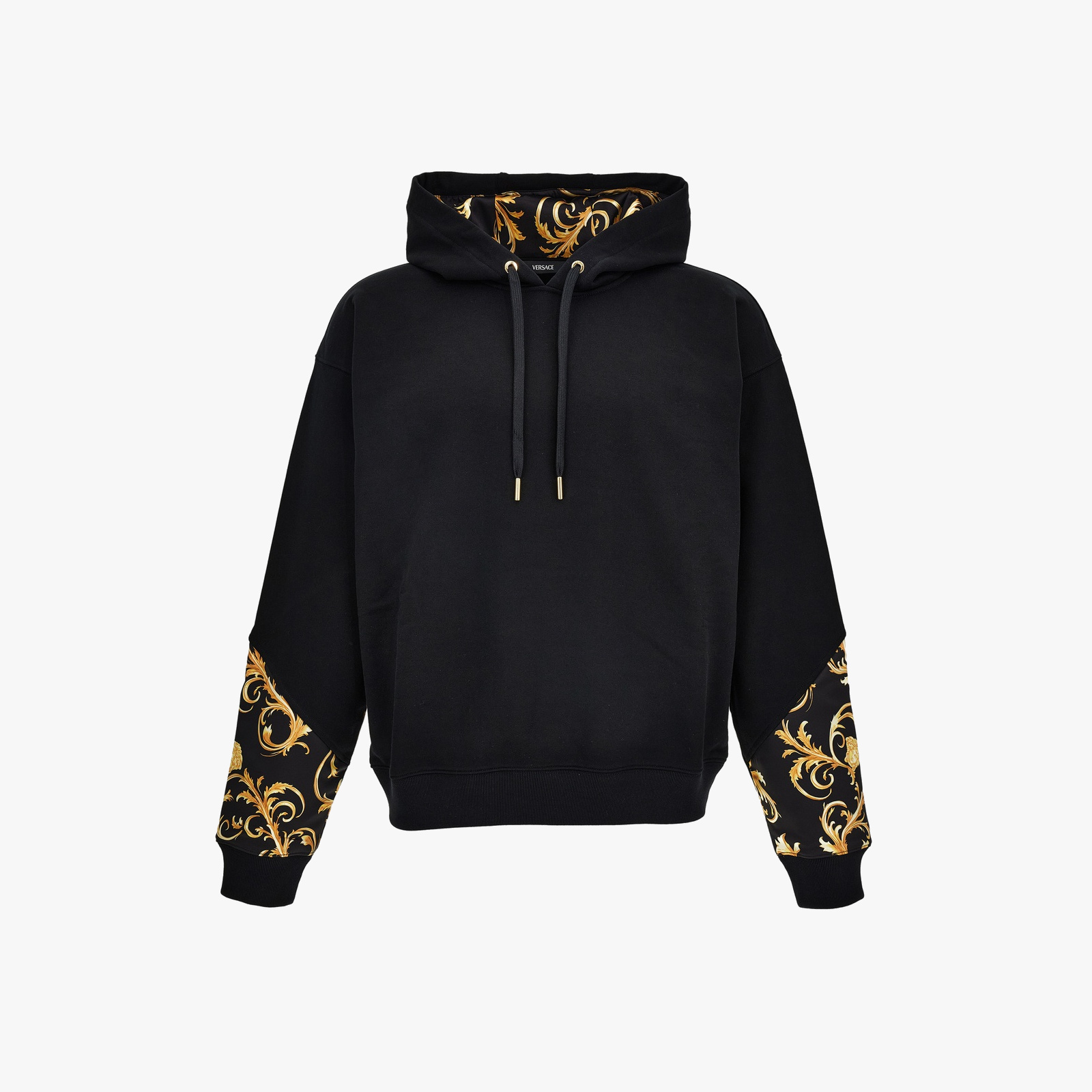 Sweatshirt In Combo Fabric Plain Sweatshirt-Print Sweatshirt - Black-Gold Sweatshirt In Combo Fabric Plain Sweatshirt-Print Sweatshirt - Black-Gold