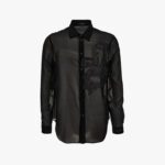 Evening Shirt In Silk Georgette-Barocco Leaf Embroidery