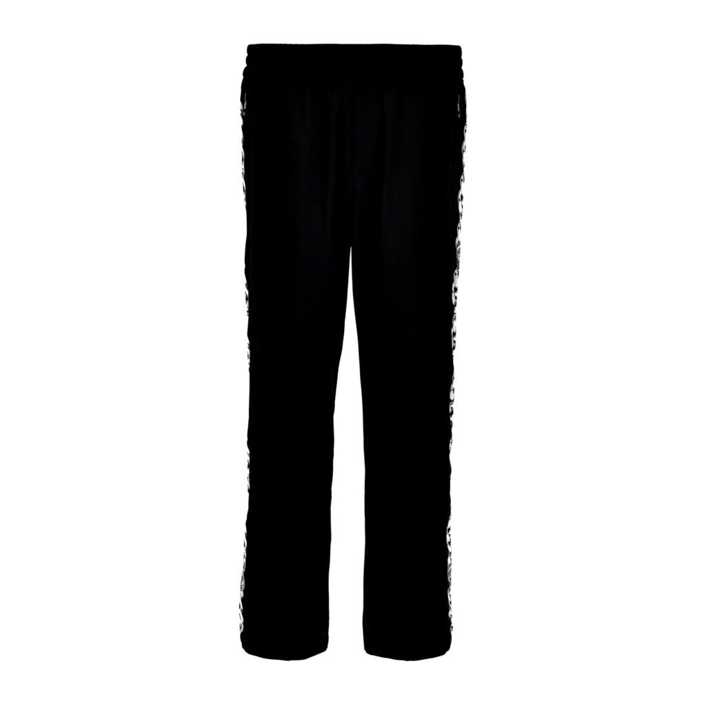 Sweatpant In Compact Techno Jersey Fabric-Chain Print Inserts