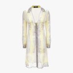 Dress In Medusa Cameo Foulard On Responsible Silk Creponne - Pale Yellow-Light Grey
