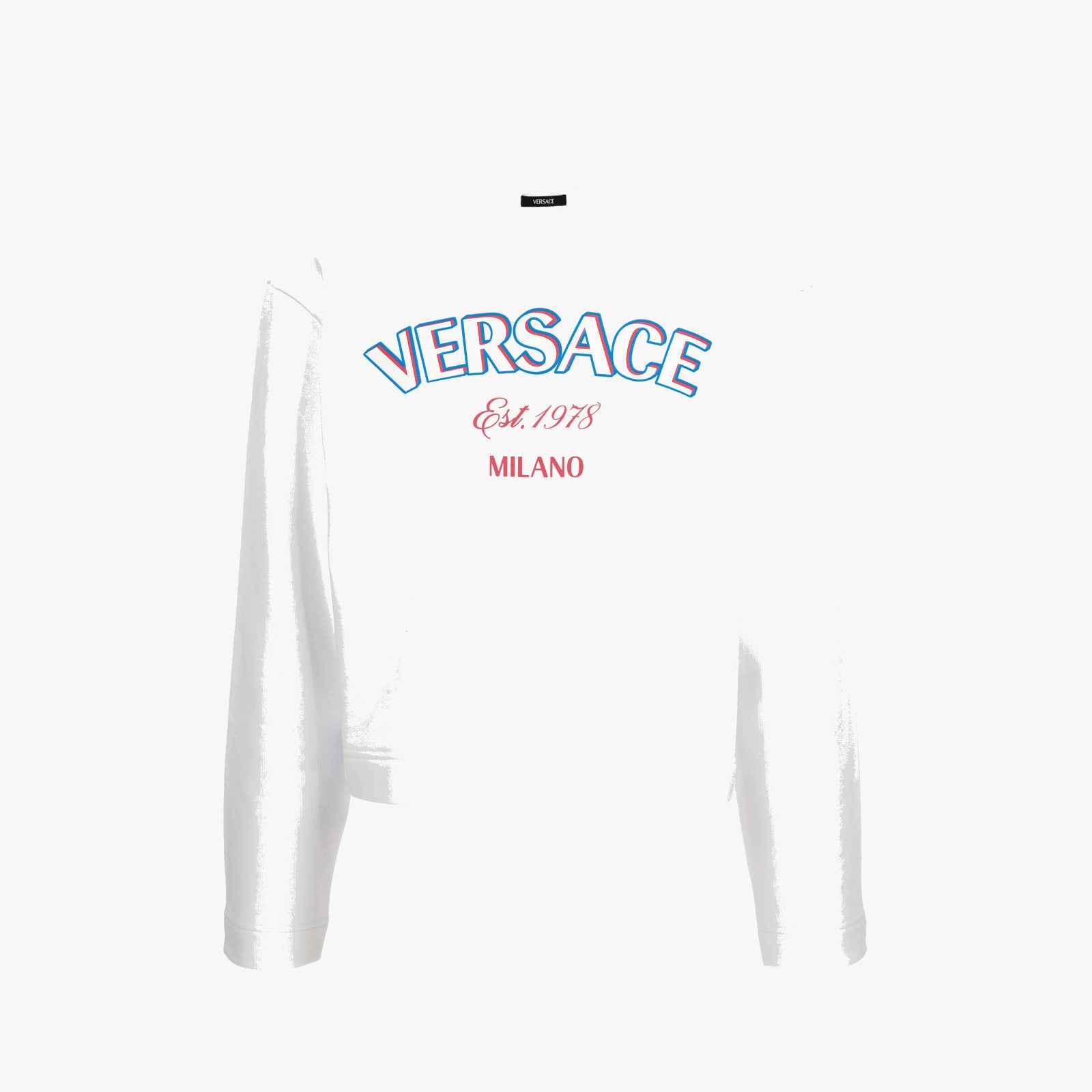 Sweatshirt In Sweatshirt Versace Milano Print - White-Fuchsia-Blue Sweatshirt In Sweatshirt Versace Milano Print - White-Fuchsia-Blue