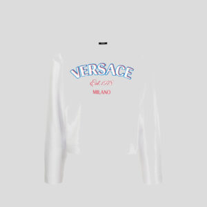 Sweatshirt In Sweatshirt Versace Milano Print - White-Fuchsia-Blue
