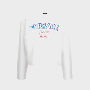 Sweatshirt In Sweatshirt Versace Milano Print - White-Fuchsia-Blue