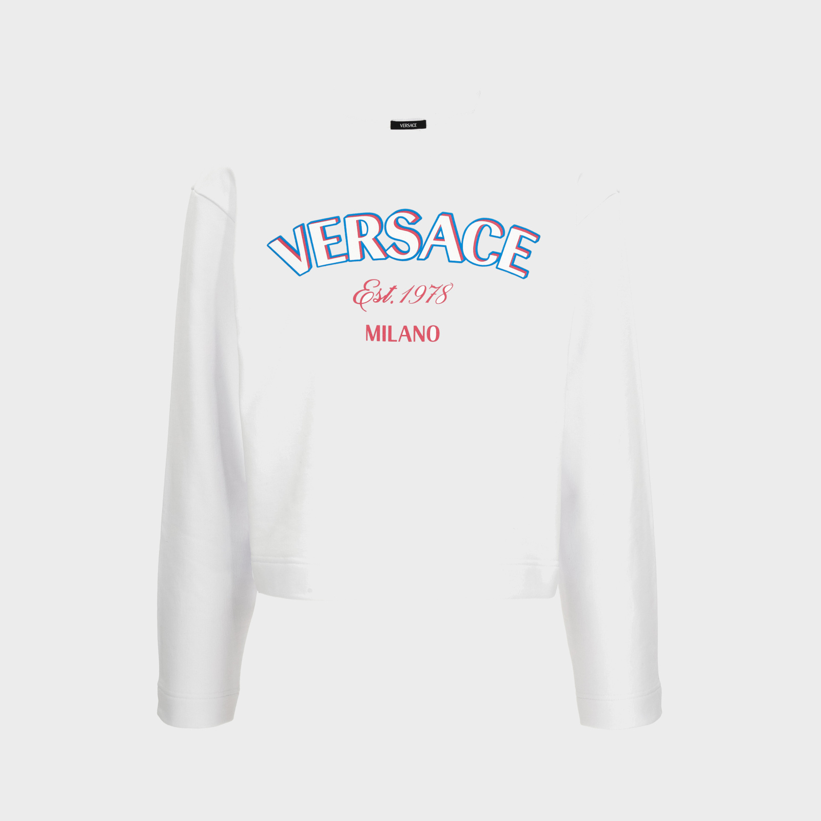 Sweatshirt In Sweatshirt Versace Milano Print - White-Fuchsia-Blue Sweatshirt In Sweatshirt Versace Milano Print - White-Fuchsia-Blue