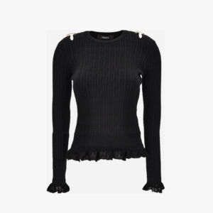 Knit Sweater In Micro Cable Wool Blend - Black