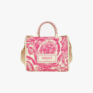 Tote In Rafia Barocco-Calf Leather - Eggshelldragon Fruitguava-Versace Gold