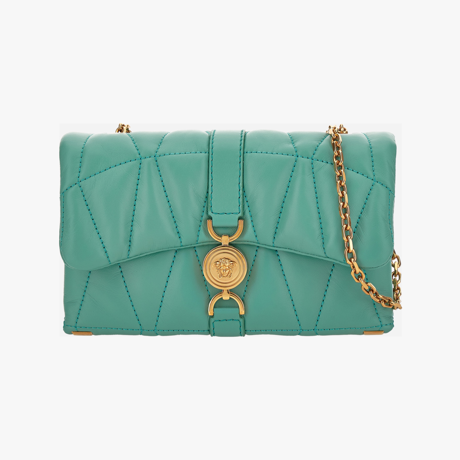Bag Kleio In Quilted Lamb Leather - Sea Green-Versace Gold Bag Kleio In Quilted Lamb Leather - Sea Green-Versace Gold
