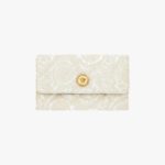 Wallet On Chain In Jacquard Fabric-Calf Leather - Snow-Summer Nude-Versace Gold