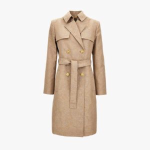 Trench/Parka In Baroque Jacquard Cotton Fabric - Pink