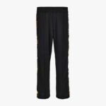 Sweatpant In Compact Techno Jersey Fabrics-Medusa Leafy Print - Black-Gold