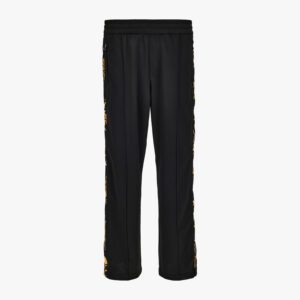 Sweatpant In Compact Techno Jersey Fabrics-Medusa Leafy Print - Grey
