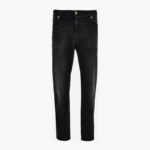 Pant Denim In Black Stretch Denim-Stone Wash-Mustache-Medusa Embroidery - Anthracite-Anthracite