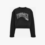 Sweatshirt In Unbrushed Cotton Sweatshirt Fabric With Print + Greek Varsity Logo Strass - Black