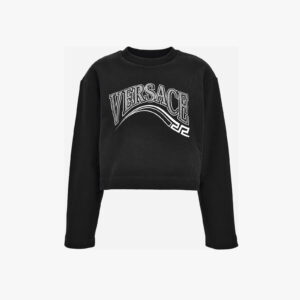 Sweatshirt In Unbrushed Cotton Sweatshirt Fabric With Print + Greek Varsity Logo Strass - Black