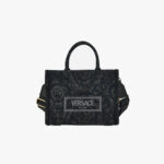 Tote In Embroidery Jacquard Barocco-Calf Leather - Black-Black-Versace-Gold