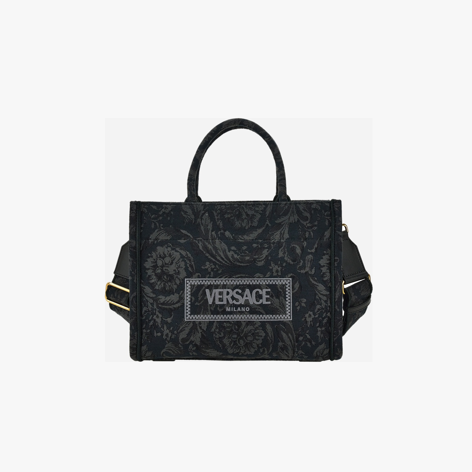 Tote In Embroidery Jacquard Barocco-Calf Leather - Black-Black-Versace-Gold Tote In Embroidery Jacquard Barocco-Calf Leather - Black-Black-Versace-Gold