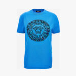 T-Shirt In Responsible Cotton Jersey+Medusa Greca Versace Printed - Black