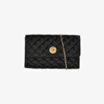 Wallet On Chain In Quilted Lamb Leather - Black-Versace Gold