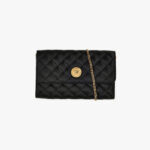 Wallet On Chain In Quilted Lamb Leather - Black-Versace Gold