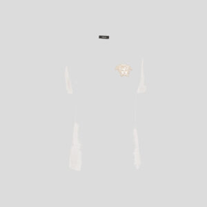 T-Shirt In Cotton Jersey Fabric With Medusa Hotfix Embroidery - White-Gold