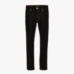 Pant Denim In Black Stretch Denim Fabric-Soft Wash-Versace Embroidery - Black-Tobacco