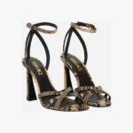 Sandal In Printed Python Calf Leather - Stone-Versace Gold