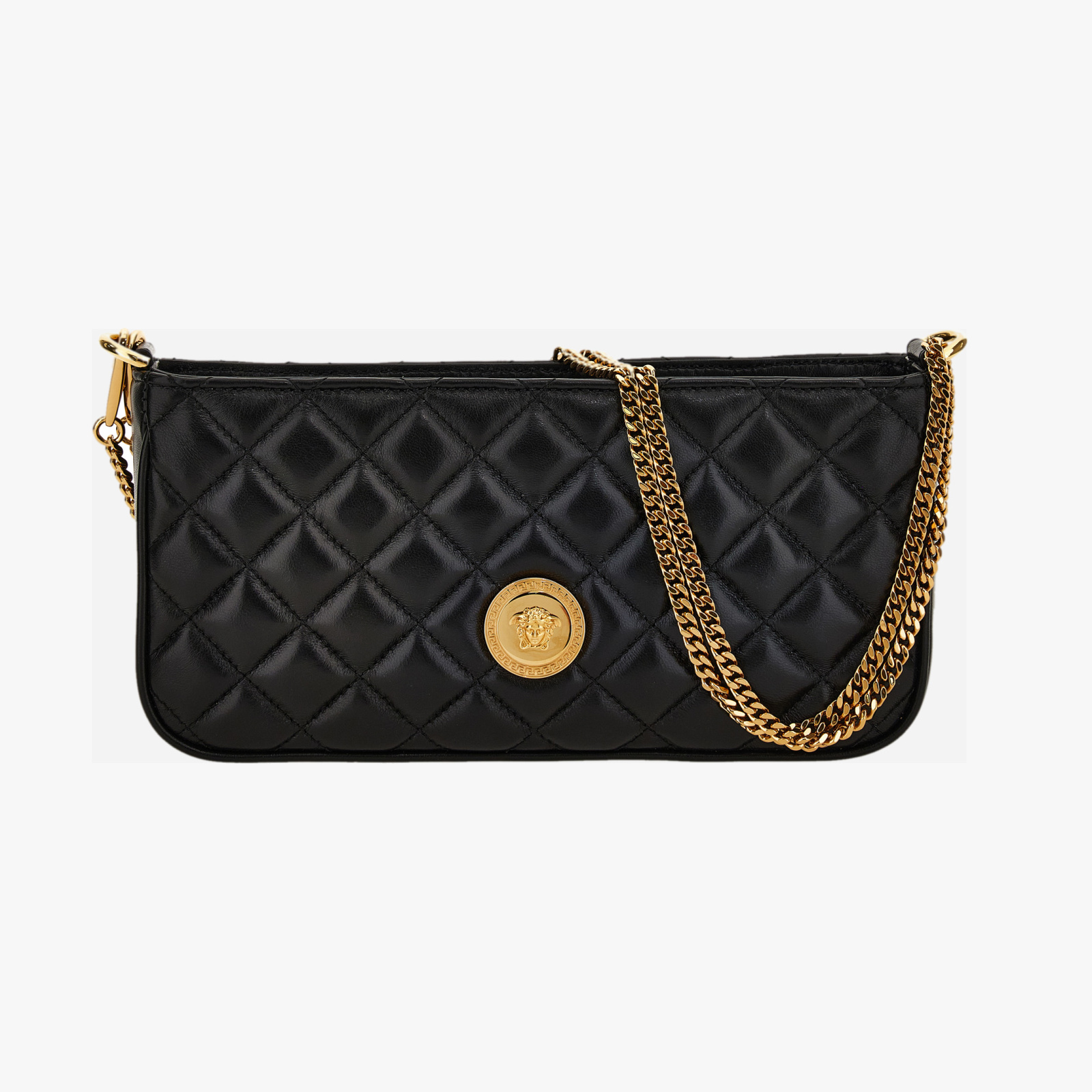 Bag In Quilted Lamb Leather - Black-Versace Gold Bag In Quilted Lamb Leather - Black-Versace Gold