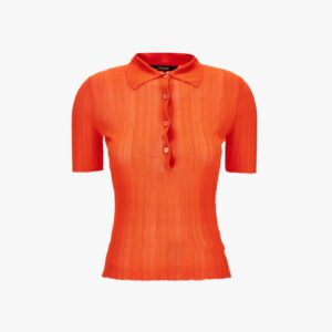 Knit Sweater In Rib Viscose - Papaya