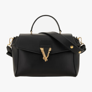 Top Handle In Calf Leather - Black-Versace Gold