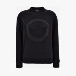 Sweatshirt In Sweatshirt Fabric With Medusa Rhinestone Embroidery-Greca Studs - Black-Black