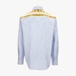 Informal Shirt In Striped Poplin-Carre' Silk Chain Print And Versace Embroidery