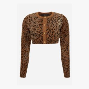 Knit Sweater In Leopard Jacquard Viscose - Brown-Black